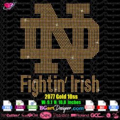 Notre Dame Fighting Irish rhinestone bling template svg, notre dame logo svg download, notre dame bling cuttable file cricut silhouette