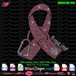 Nurse Pink Ribbon Stethoscope rhinestone svg, Nurse Breast Cancer rhinestone svg