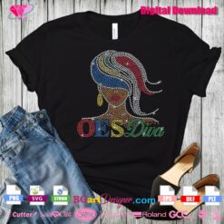 oes diva woman face bling rhinestone template svg