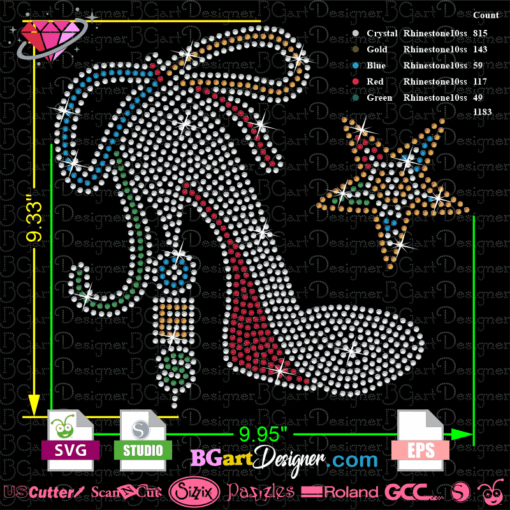 oes high heel shoes rhinestone svg, oes eastern star rhinestone cut file cricut silhouette, heat transfer rhinestone toe shoes,