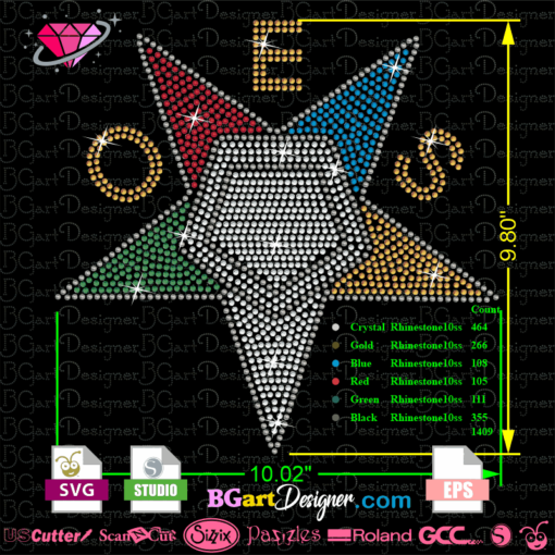 Oes star rhinestone download svg cut file, cricut silhouette rhinestone template digital cutting machines