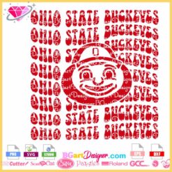 ohio state buckeyes retro wavy stacked svg, ohio state mascot svg cricut
