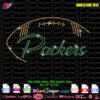 Green Bay Packers rhinestone template digital svg plt football outline design with gold and green rhinestones for cutting machines