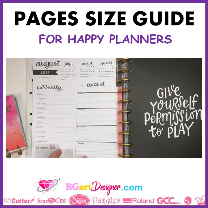 Pages size guide for happy planners