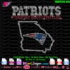 Patriots Foxboro South Fan Club Rhinestone SVG Template - Digital Rhinestone 10ss Design for Cutting Machines. This 10.5-inch wide and 10-inch high design includes the Patriots logo, Georgia state outline, and 'Foxboro South Fan Club' text in sparkling rhinestones. Compatible with Cricut, Silhouette, and other cutting machines for creating custom fan apparel. Keywords: rhinestone SVG, Patriots fan design, cutting machine template, instant digital download.