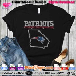 Patriots Map Foxboro South Fan Club Rhinestone Template - Instant Digital Download SVG for Cricut & Silhouette. Perfect for creating a sparkling rhinestone t-shirt design with rhinestone 10ss. This SVG file features the Patriots logo within the state of Georgia outline. Ideal for custom t-shirt designs for Patriots fans, using cutting machines like Cricut or Silhouette. Keywords: rhinestone template, Patriots SVG, Cricut rhinestone design, instant download.