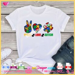 peace love autism layered svg, autism awareness svg vector cuttable