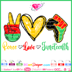 peace love juneteenth svg cut file, layered vinyl svg download, african colors peace love juneteenth silhouette cricut file