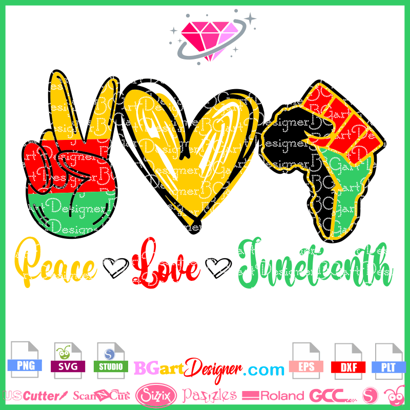 lllᐅPeace love Juneteenth svg - against racism cricut cut file