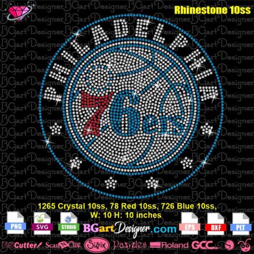 Philadelphia 76ers rhinestone svg