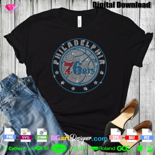 philadelphia 76ers rhinestone svg logo