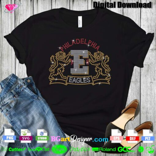 eagles modelo beer template nfl rhinestone shirt, eagles football logo bling rhinestone transfer