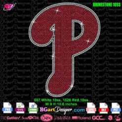 Philadelphia Phillies P rhinestone SVG cut file for CAMS, Cricut, Silhouette machines