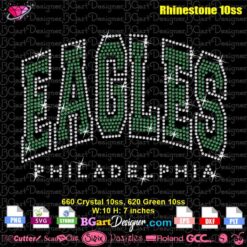 eagles philadelphia curved logo rhinestone svg