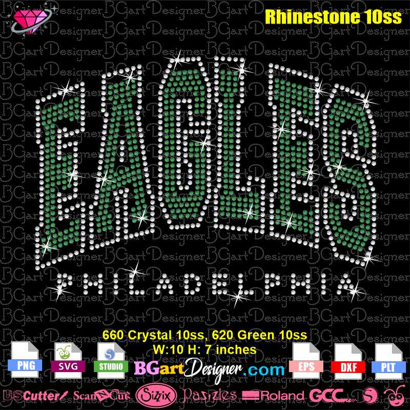 Woman’s Philadelphia Eagles Jersey Shirt NFL Team L Apparel Bling Diamond  Studs