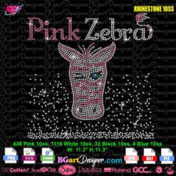 Pink Zebra Logo Sparkle Digital Rhinestone Template SVG PLT