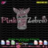 Pink Zebra rhinestone SVG PLT design for digital download, featuring layered pink and white crystal stones for T-shirts.
