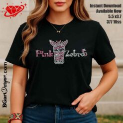 Pink Zebra rhinestone digital template for T-shirt design, featuring sparkling pink and white stones for cutting machines.