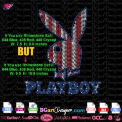 playboy logo american flag rhinestone template svg cricut silhouette