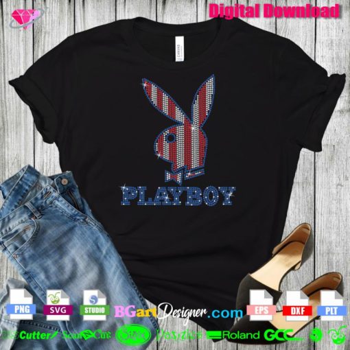 playboy logo digital bling rhinestone template svg transfer download