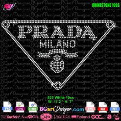 Prada triangle logo rhinestone design digital template for SS10 stones, ideal for t-shirts using Cricut or Silhouette machines