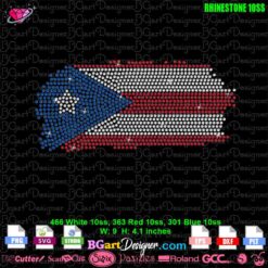 puerto rico flag bling rhinestone transfer svg cricut download