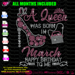A queen was born in march high heel shoes purse crown butterfly rhinestone svg cricut silhouette, high heel shoes purse birthday bling cut file template, iron on transfer purse lips butterfly rhinestone