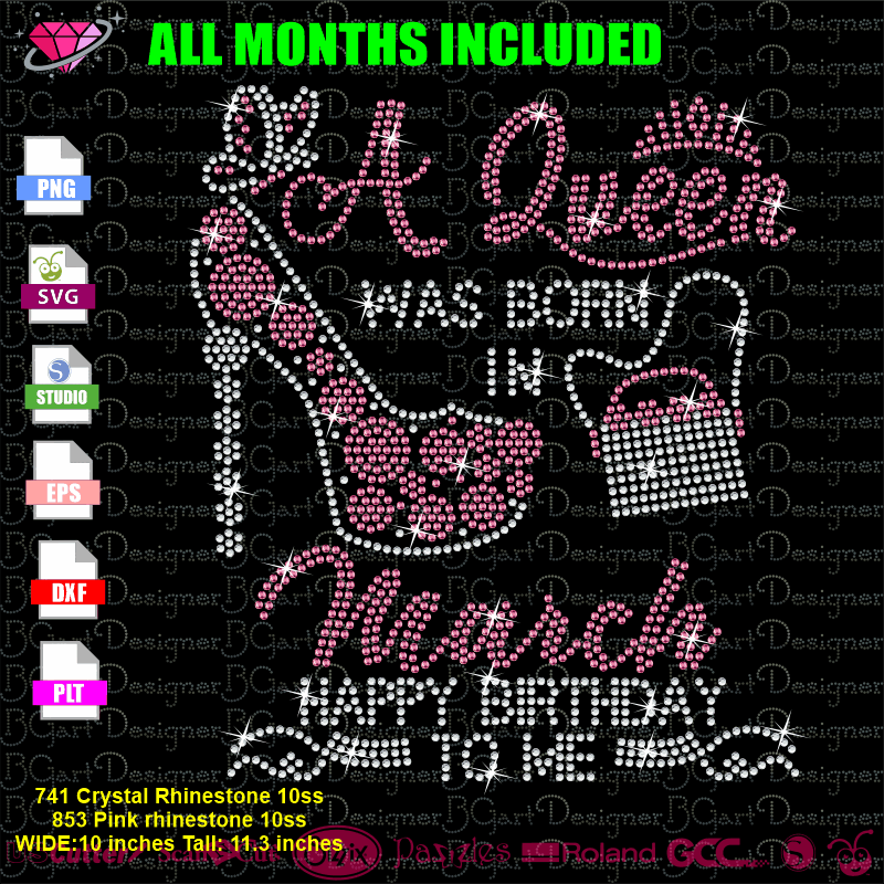 Download Lllá… Queen Birthday Purse Heel Rhinestone Bling Digital Template Files