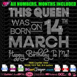 this queen was born on birthday rhinestone svg, birthday queen digital rhinestone template