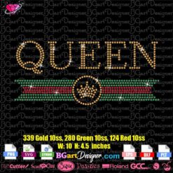 queen gucci logo rhinestone svg cricut silhouette, gucci bling rhinestone transfer download