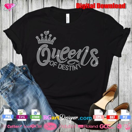 queens crown bling digital rhinestone template svg transfer