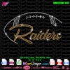Rhinestone Raiders football design template in gold and white for digital download and cutting machines