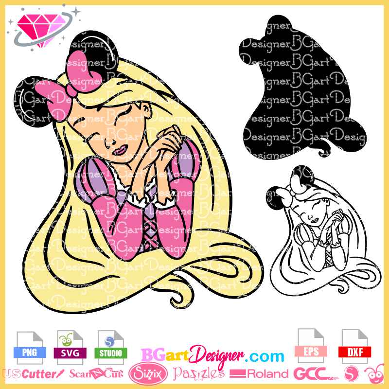 lllᐅ Rapunzel Princess Mickey Ears Minnie Bow SVG - Cricut file