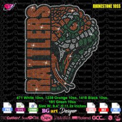 Florida a&m rattlers logo rhinestone desgn template svg plt