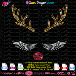 Download Reindeer face red noise rhinestone svg cricut silhouette, christmas bling reindeer svg iron on transfer
