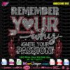 Remember Your Why rhinestone template applied on black t-shirt mockup for rhinestone apparel decoration design