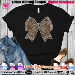 Rhinestone Bow Design for T-Shirt - Instant Digital Download for Cricut and Silhouette Machines. Featuring a stunning brown and white rhinestone bow pattern, perfect for DIY crafts and custom apparel. Includes SVG, EPS, DXF, and PNG files. Ideal for creating eye-catching, sparkling designs on clothing and accessories. Enhance your craft projects with this unique rhinestone template.