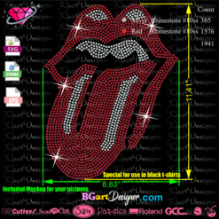 Rolling Stones Tongue Bling svg, rhinestone template file, iron on transfer, hotfix template, digital instant download, cricut file, silhouette cameo