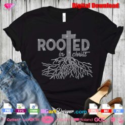 rooted in christ cross digital bling rhinestone transfer download