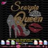 Scorpio queen high heel kiss lips rhinestone svg cricut silhouette, download rhinestone template, rhinestone transfer iron on, Queen Scorpio bling svg