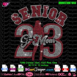 senior g-mom silhouette 2023 rhinestone svg cricut, proud graduation G-mom rhinestone template