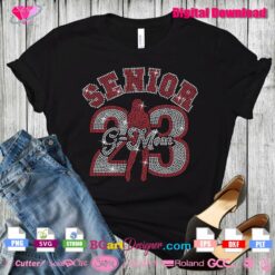 senior class 2023 rhinestone svg cricut, senior g-mom 2023 girl silhouette download