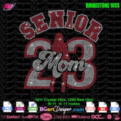 senior mom silhouette 2023 rhinestone svg cricut, proud graduation mom rhinestone template