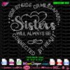 Sisters Connected by Heart rhinestone SVG template with 1010 SS10 stones, design size 10.8x10.9 inches for cutting machines