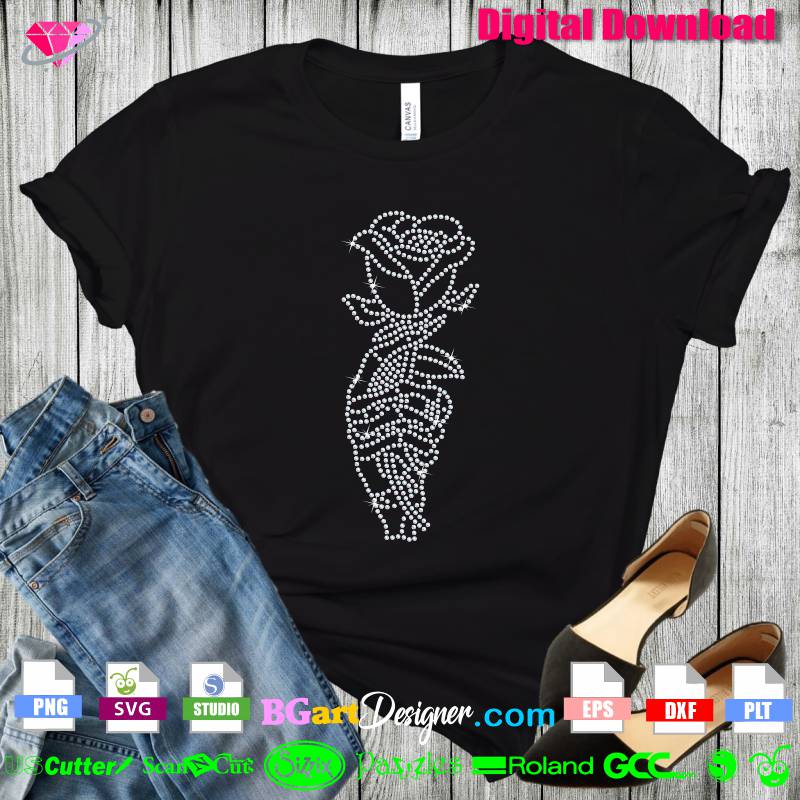 Skeleton hand with rose svg, Gothic rose svg