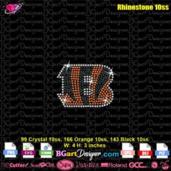 Small Cincinnati Bengals letter B rhinestone svg cricut silhouette, Cincinnati Bengals logo digital rhinestone template