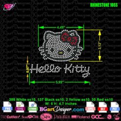 hello kitty sign face rhinestone cricut silhouette, hello kitty logo bling download, hello kitty sanrio rhinestone iron on transfer