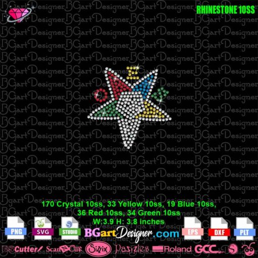 OES Order of the Eastern Star digital rhinestone template Sistar, Sisterhood bling design