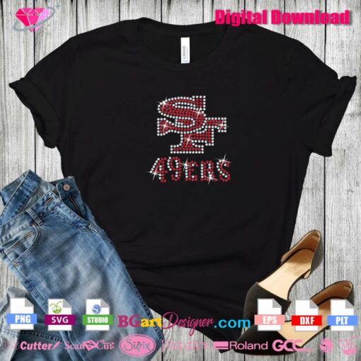 San Francisco 49ers football Rhinestone transfer download