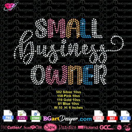 small business owner rhinestone template svg cricut silhouette, small business bling template transfer iron on, small business owner rhinestone template cuttable file